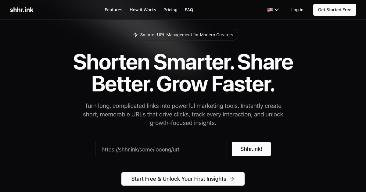 shhr.ink - Free URL Shortener with Analytics website preview